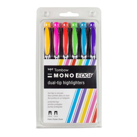 Tombow MONO EDGE HIGHLIGHTER, 6PK 66422